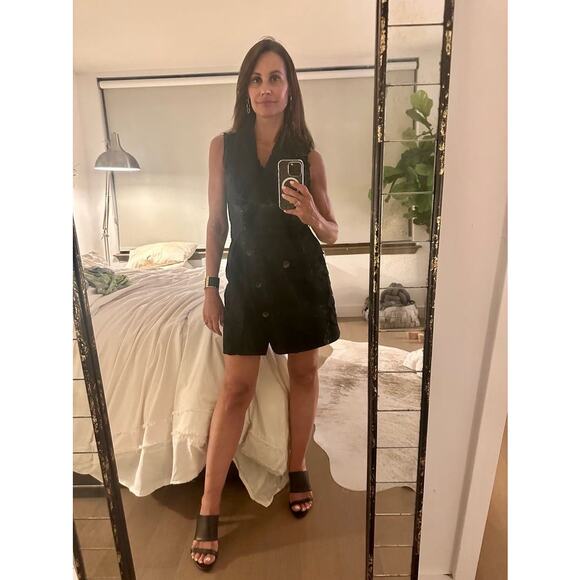 TOCCIN x RTR Black Sleeveless Collar Front Button Trench Wrap Midi Dress Size 8 - Picture 12 of 12